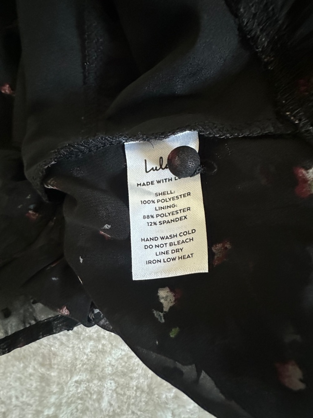 Lulus Best Mood Black Floral Print Long Sleeve Button-up Blouse - Size M - NWOT - Picture 9 of 12